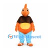 Kangaroo Mascot Costume in Orange with Brown Shirt and Blue Pants