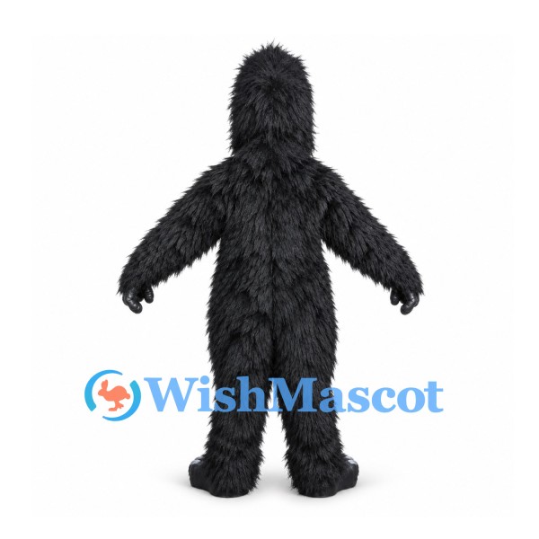Gorilla Mascot Costume in Black with Long Shaggy Fur