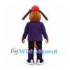 Dog Mascot Costume with Purple Jacket and Red Cap