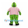 Crocodile Mascot Costume with Red and White Striped Shirt
