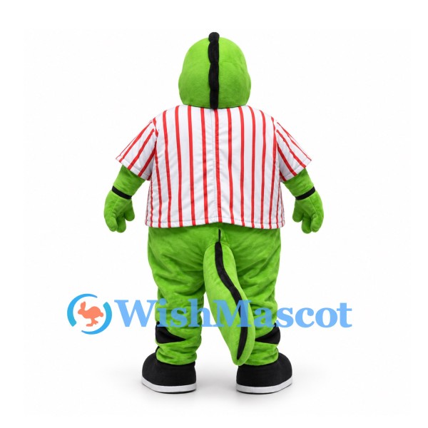 Crocodile Mascot Costume with Red and White Striped Shirt
