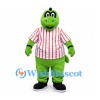 Crocodile Mascot Costume with Red and White Striped Shirt