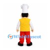 Chef Mascot Costume with Yellow Vest and Tall White Hat