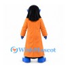 Alien Mascot Costume with Blue Face and Long Orange Coat