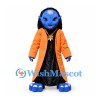 Alien Mascot Costume with Blue Face and Long Orange Coat