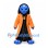 Alien Mascot Costume with Blue Face and Long Orange Coat