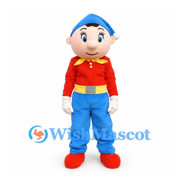 Boy Mascot Costume with Blue Nightcap and Red Shirt
