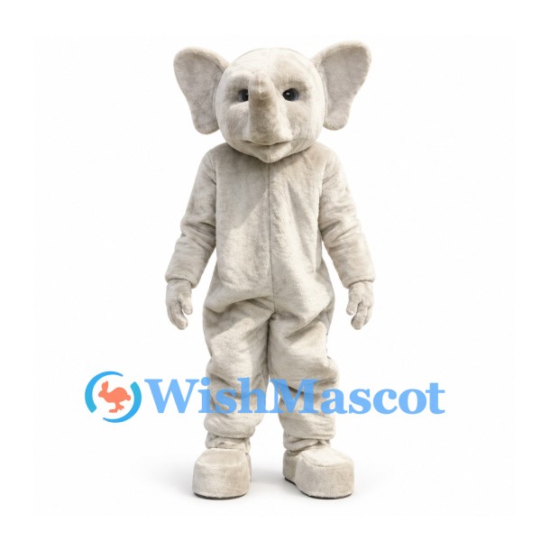 Elephant Mascot Costume in Light Gray with Large Ears