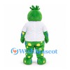 Monster Mascot Costume in Green with White Shirt and Yellow Spots