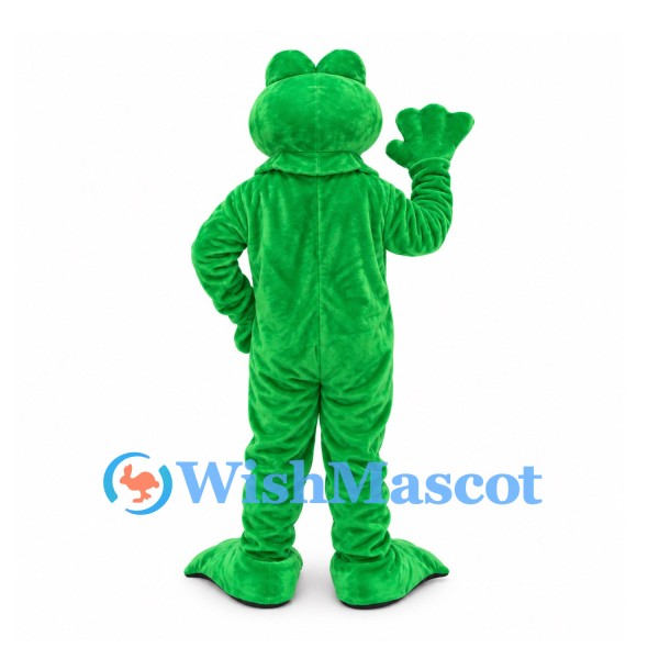Frog Mascot Costume in Green with Yellow Belly and Webbed Feet