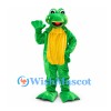 Frog Mascot Costume in Green with Yellow Belly and Webbed Feet