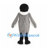 Penguin Mascot Costume in Gray with Shaggy Body and White Collar