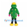Monster Mascot Costume in Green with Yellow Hair and Colorful Spots