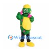 Monster Mascot Costume in Green with Yellow Hair and Colorful Spots