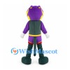 Snake Mascot Costume in Purple with Hooded Head and Green Boots