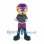 Snake Mascot Costume in Purple with Hooded Head and Green Boots