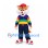 Cat Mascot Costume with Rainbow Striped Sweater and Orange Cap