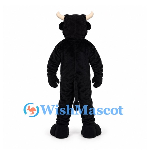 Bull Mascot Costume in Black with Red Belly and White Horns