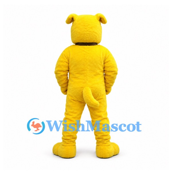 Dog Mascot Costume in Yellow with Open Mouth and Black Collar