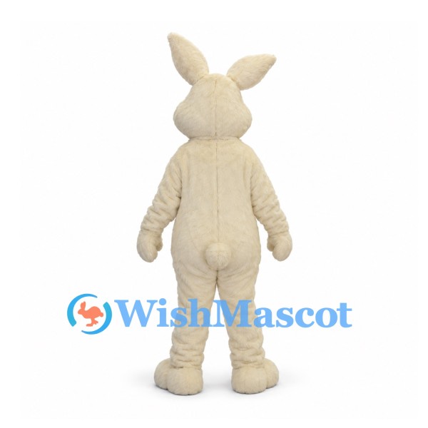 Rabbit Mascot Costume in Cream with Pink Inner Ears