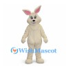 Rabbit Mascot Costume in Cream with Pink Inner Ears