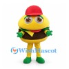 Burger Mascot Costume with Red Cap and Green Shoes