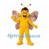 Butterfly Mascot Costume in Yellow with Patterned Pink Wings