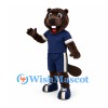 Beaver Mascot Costume with Navy Sports Shirt and Shorts