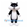 Cat Mascot Costume in Black and White with Rounded Cheeks