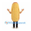 Hot Dog Mascot Costume with Mustard Detail and Smiling Face