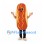 Hot Dog Mascot Costume with Mustard Detail and Smiling Face