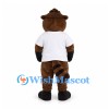 Raccoon Mascot Costume with White Maple Leaf Shirt and Brown Hat