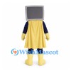 Television Mascot Costume with Purple Screen Face and Yellow Cape
