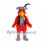 Parrot Mascot Costume in Red with Pirate Hat and Striped Vest