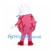 Brain Mascot Costume in Pink with White Cap and Blue Bow Tie