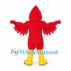 Cardinal Mascot Costume in Red with Yellow Feet and Wide Wings