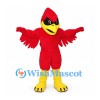 Cardinal Mascot Costume in Red with Yellow Feet and Wide Wings