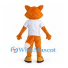 Fox Mascot Costume in Orange with White Shirt
