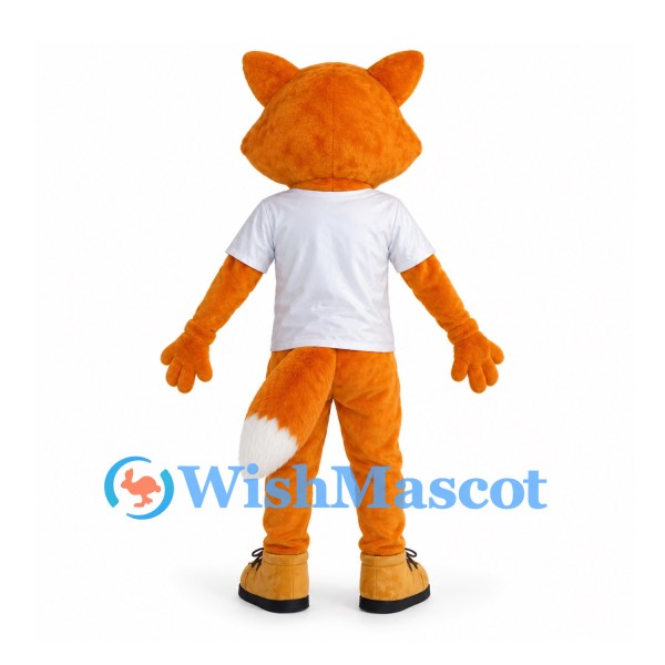 Fox Mascot Costume in Orange with White Shirt