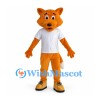 Fox Mascot Costume in Orange with White Shirt