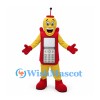 Mobile Phone Mascot Costume in Red and Yellow with Antenna