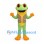 Frog Mascot Costume in Green with Brown Vest and Orange Feet