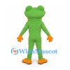 Frog Mascot Costume in Green with Yellow Belly and Orange Feet