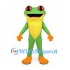 Frog Mascot Costume in Green with Yellow Belly and Orange Feet