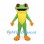 Frog Mascot Costume in Green with Yellow Belly and Orange Feet