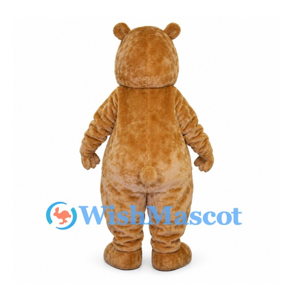 Bear Mascot Costume in Gold with Rounded Belly and Large Muzzle