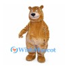 Bear Mascot Costume in Gold with Rounded Belly and Large Muzzle