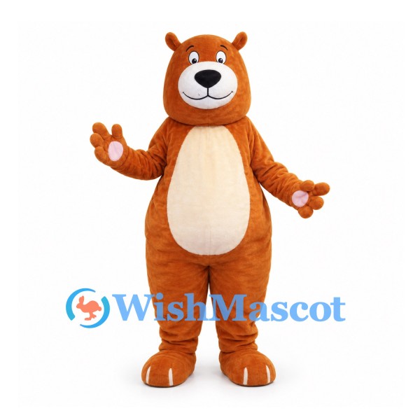 Bear Mascot Costume in Orange Brown with Cream Belly