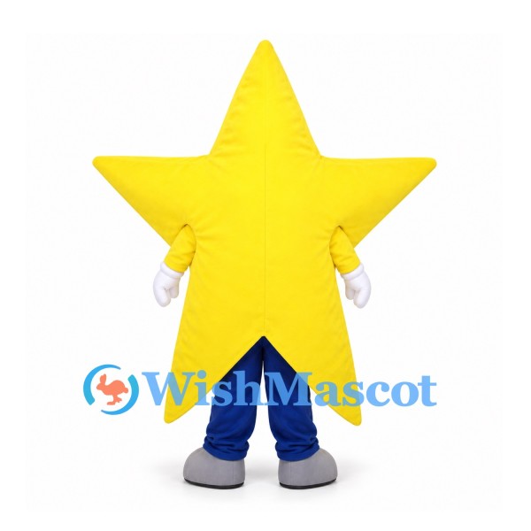 Star Mascot Costume in Yellow with Blue Pants and White Gloves