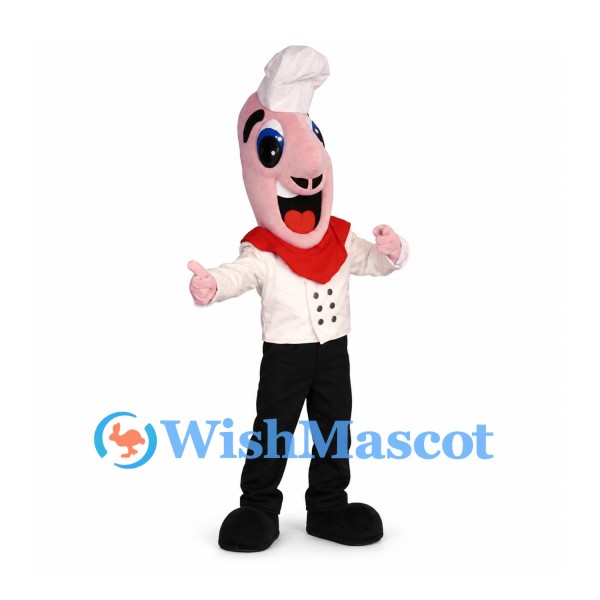 Chef Mascot Costume with Pink Head and White Jacket